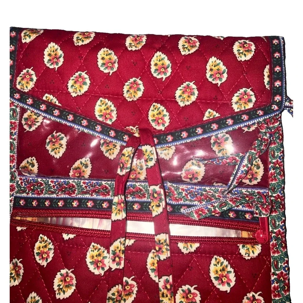 Vintage Vera Bradley Red Leaf Folding Cosmetic Case Travel Bag Rare HTF 1997 USA